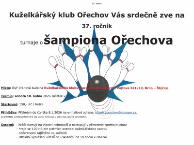 Kuželkářský klub - turnaj "O šampiona Ořechova"